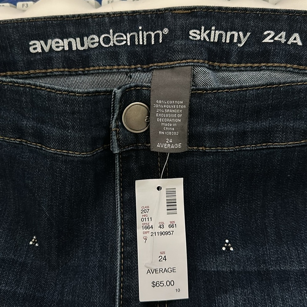 Women's Bling Skinny Jeans - Dark Blue With Tiny Rhinestones. NWT